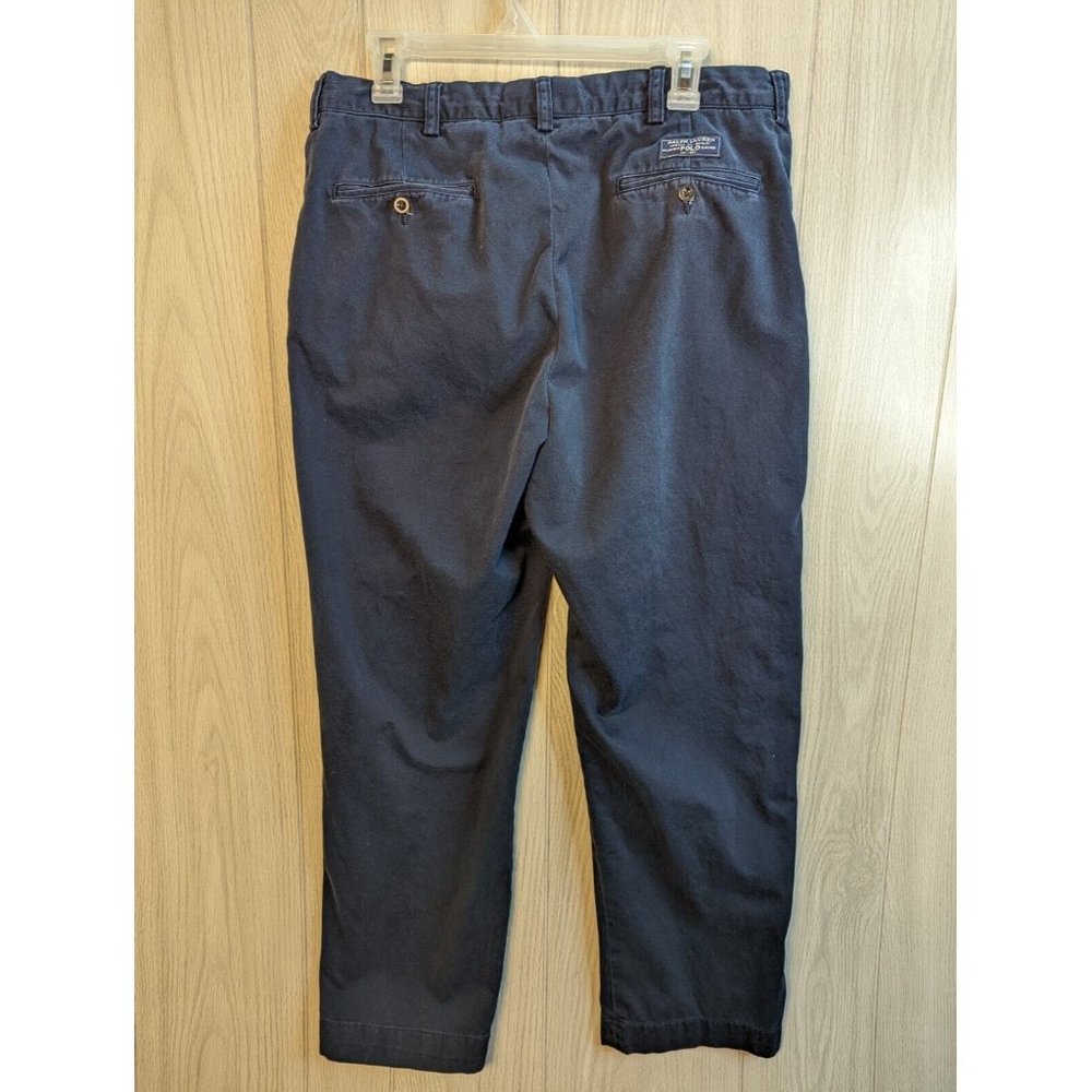 VTG Polo Ralph Lauren Prospect Pant 36x30 Classic Chino Flat Front Navy Blue - Picture 8 of 8